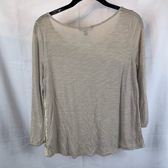 American Eagle Shirt Quarter Sleeves Floral Lace Overlay Crewneck Pullover Top - Picture 7 of 10